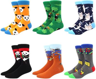 Socken-Set mit Panda, Tukan, Rubik´s Cube & Krake (6er-Pack)