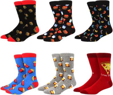 Fast Food Socken - Burger, Bier, Hotdog & mehr (6er-Pack)