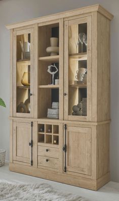 Buffet Vitrinenschrank Eiche Gold Landhaus Buffetschrank mit Soft-Close Dorset 147 cm