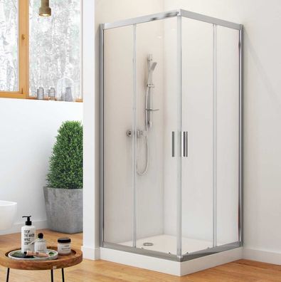 ECOLAM Duschkabine 80 x 80 x 190 cm Schiebetür Viereck Klarglas Serie201