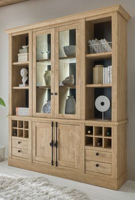 Buffet Buffetschrank Eiche Gold Landhaus Vitrinenschrank mit Soft-Close Dorset 193 cm