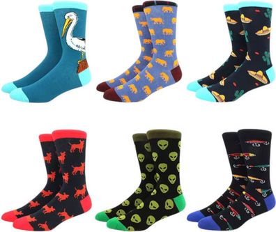 Socken-Set mit Hund, Alien & mexikanischem Flair (6er-Pack)