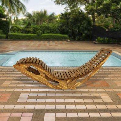 HC Garten & Freizeit Ergonomische Schwungliege Saunaliege aus Akazienholz - FSC®