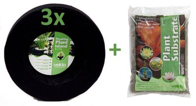 Pflanzinsel -Set 3x Pflanzinseln rund Ø 35 cm inkl. Pflanzsubstrat für Teichpflanzen