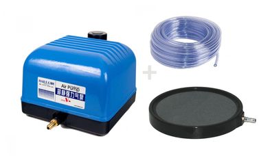 Aquaforte Hailea V20 Belüfter-Set Luftpumpe inkl. 10m Schlauch und Luftplatte 13cm