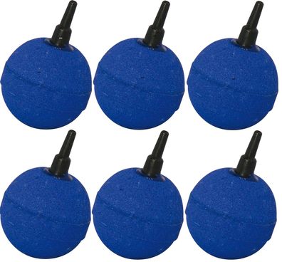 6 Stk. Belüftersteine blau Luftausströmer Kugel Ø 50 mm Luftstein