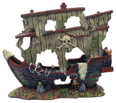 SF Schiffswrack XXL 70x26x56cm Aquarium Dekoration Piraten-Schiff