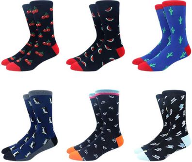 Socken-Set mit Kirsche, Wassermelone, Kaktus & Blitz