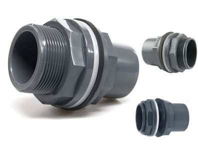 PVC Tankdurchführung.1 Kleben und 1 Außengewinde 16mm bis 110mm