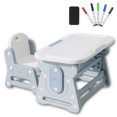 Kindertisch mit Stuhl - Maltisch mit Whiteboard & Ablage