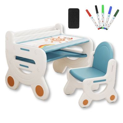 Kindertisch mit Stuhl - Maltisch mit Whiteboard & Ablage