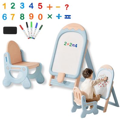 Magnettafel für Kinder mit Stuhl - höhenverstellbar, 2 in 1