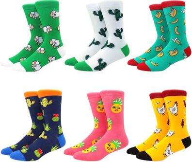Socken mit Chili, Kaktus & Banane - Mexiko-Look (6er-Pack)