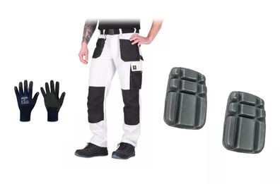 Malerhose weiß inkl Knietasche Montagehose 46-64 Arbeitshose Arbeitsbundhose