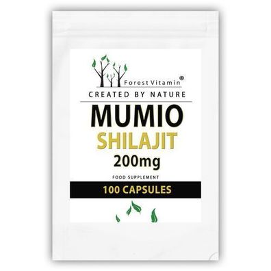 Forest Vitamin Mumijo Shilajit Extrakt 200mg Fulvinsäure Huminsäure 100 Kapseln