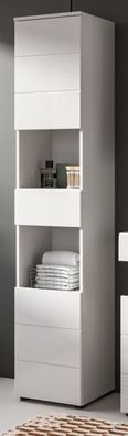 Badezimmer Hochschrank Badschrank weiß Hochglanz Badmöbel Schrank Larik 38 x 190 cm