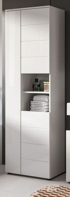 Badmöbel Hochschrank Badschrank weiß Hochglanz Badezimmer Schrank Larik 60 x 190 cm