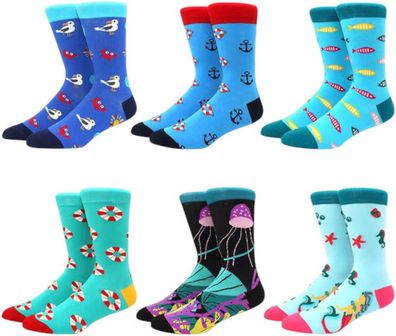 Maritime Socken - mit Seepferdchen, Anker & Quallen