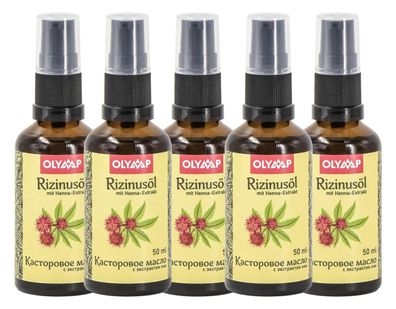 Rizinusöl mit Henna Extrakt 5 x 50 ml Castor Öl Gesichtspflege Haare Nägel Öl