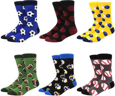 Socken mit Sportmotiven - Fußball, Rugby & mehr (6er-Pack)