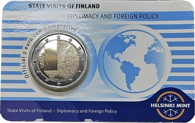Finnland 2 Euro 2025 - Staatsbesuche Blaue Karte