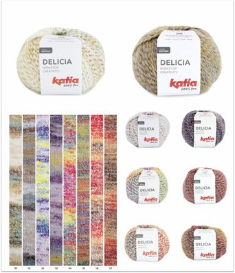 100g Katia Delicia Fantasiegarn Farbverlaufswolle stricken häkeln GP 115,00€/kg