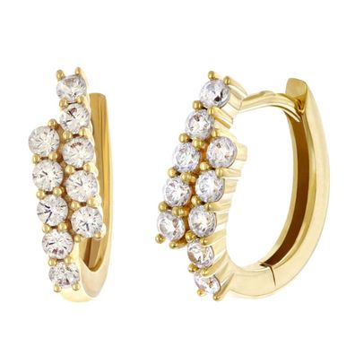 GLIZZ Schmuck Damen-Ohrringe 333 Gold Klapp-Creolen Mit Zirkonias GL8354
