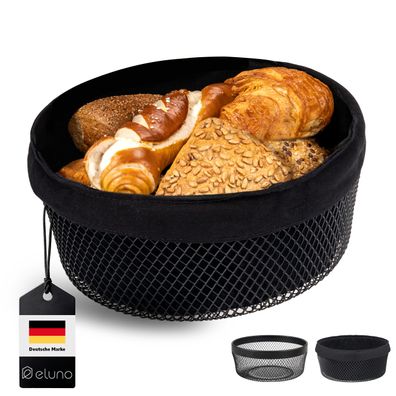 eluno Obstkorb - Brotkorb, Obstschale, aus schwarzem Metall Ø ca. 25 x 11 H cm