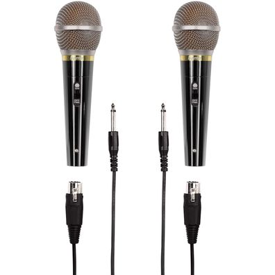 2x Set Hama Dynamisches Mikrofon 3m Kabel XLR 6,35 Klinke Mikro Karaoke Party DJ