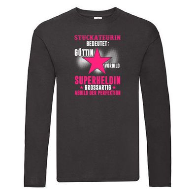 Superheldin: Stuckateurin | Innenausbau | Beruf Long Sleeve Schwarz