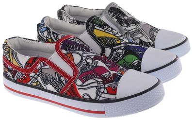 Slobby Stoffslipper weiß/rot/bunt