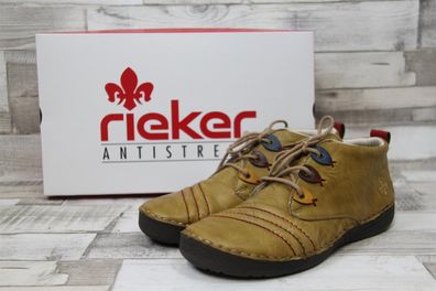 Rieker Damen Schnürschuh kiwigelb mit bunten Ösen
