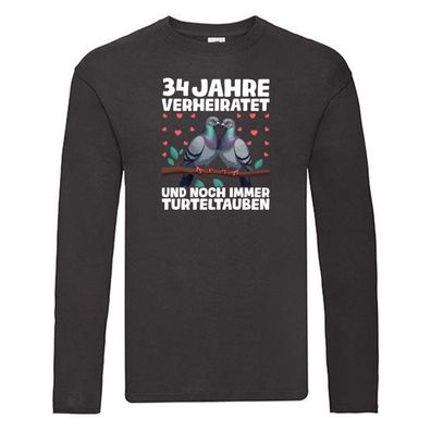 34 Jahre verheiratet | Turteltauben | Ehe | Ehepaar Long Sleeve Schwarz