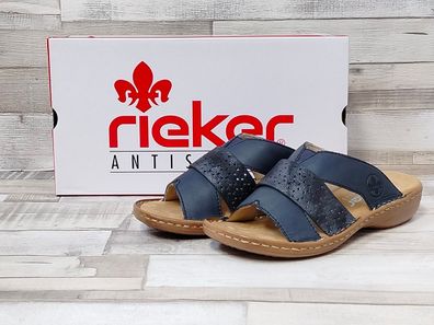 Rieker Damen Riemchen Pantolette dunkelblau