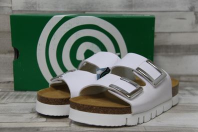 Dr. Brinkmann Damen Pantolette mit 2 Schnallen dicke Sohle weiß