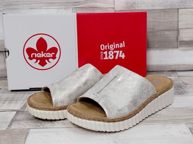 Rieker Keilpantolette beige/silber extra weit