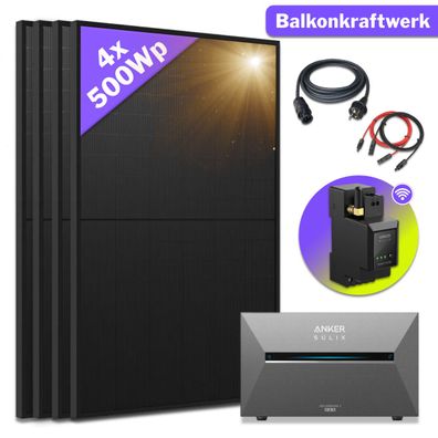 Balkonkraftwerk 2000W-4000W mit Anker Solarbank 3 Komplettset mit Montagepaket