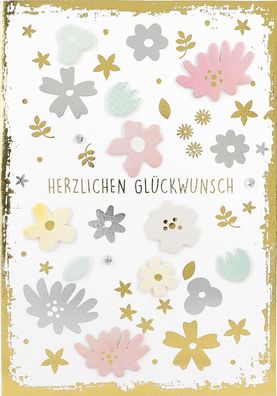 Elegance Klappkarte Grusskarte Geburtstagskarte - Herzlichen Glückwunsch