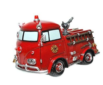 Kremers Schatzkiste Sparschwein Feuerwehrauto 19 cm Nostalgie Spardose Polyresin Groß