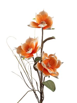 Dekorativer Magnolienzweig von Formano orange 106cm aus Schaumstoff mit 3 großen Blüt