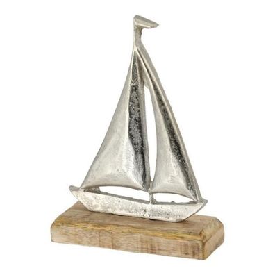 Segelboot Silber auf Holzfuß, ca.22 cm hoch, 65280 1 St
