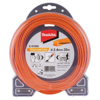 Makita Mähfaden, Lärmarm (Kleeblatt-Querschnitt) 2,4 mm • 30 m • orange