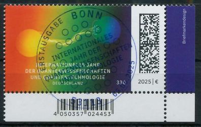 BRD BUND 2025 Nr 3913 ESST zentrisch gestempelt ECKE-URE X999BD6