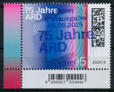 BRD BUND 2025 Nr 3911 ESST zentrisch gestempelt ECKE-ULI X999C1E
