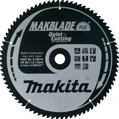 Makita Kreissägeblatt, Makblade PLUS 355 x 30 mm, 80 Zähne