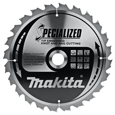 Makita Kreissägeblatt, Eingebettete Schneide 270 x 30 mm • 24 Zähne