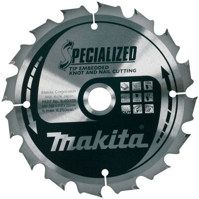 Makita Kreissägeblatt, Eingebettete Schneide 165 x 20 mm • 16 Zähne
