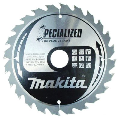 Makita Kreissägeblatt, Spezial für Tauchsägen 190 x 30 mm • 24 Zähne • Holz