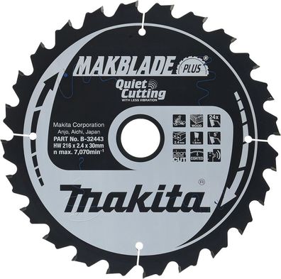 Makita Kreissägeblatt, Makblade PLUS 216 x 30 mm • 24 Zähne • Holz
