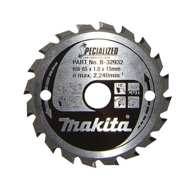 Makita Lame de scie circulaire, Specialized TCT TCT - 85 x 15 mm - 20 T - Bois